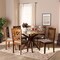 Baxton Studio Norah Modern and Contemporary Grey Fabric and Walnut Brown Finished Wood 7-Piece Dining Set 177-10547-10893-Zoro - alternate 3